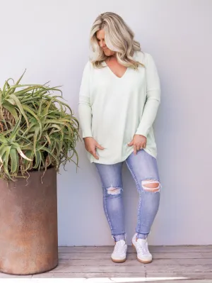 Nadia V Neck Knit - Mint