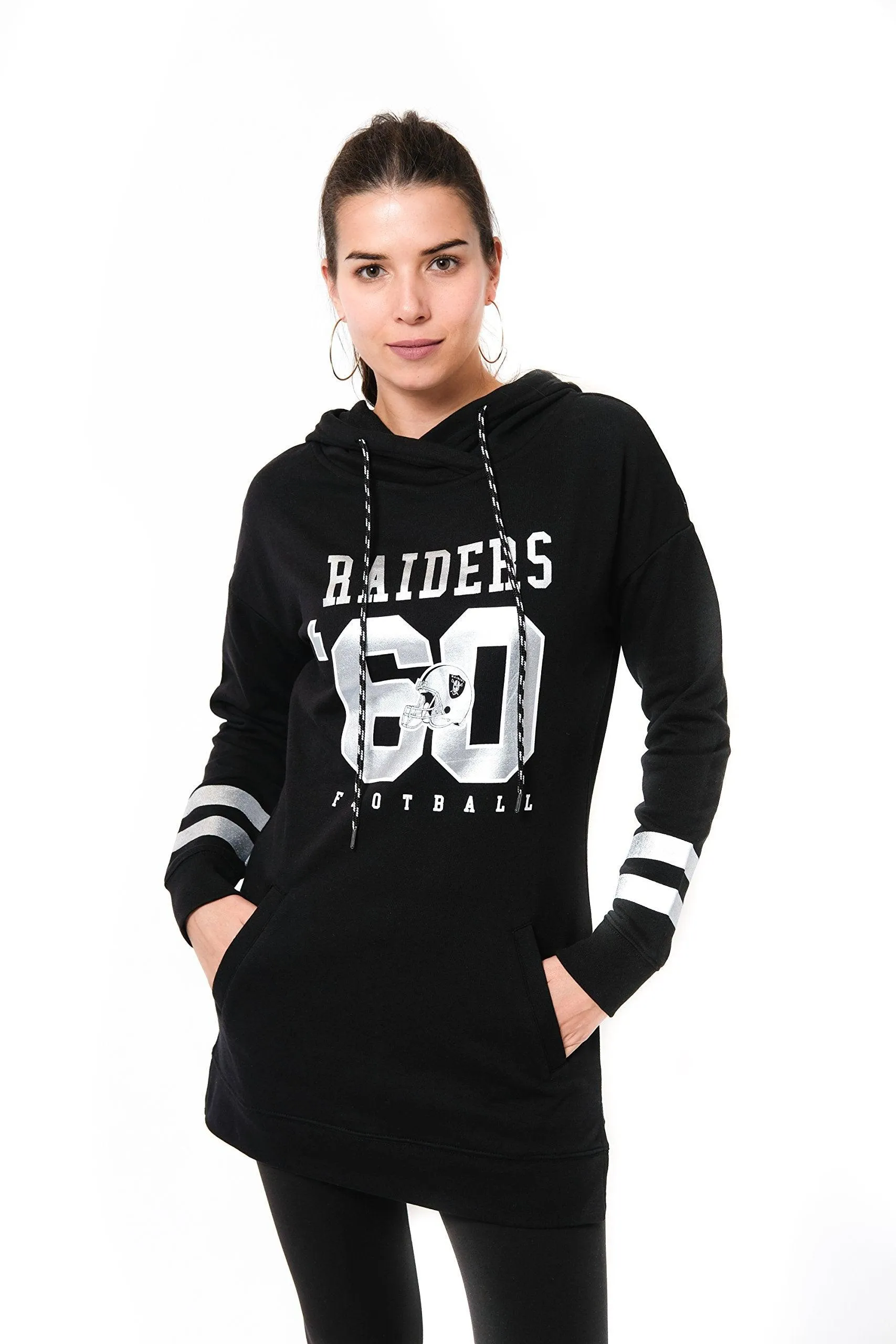 NFL Las Vegas Raiders Womens Soft French Terry Tunic Hoodie Pullover Sweatshirt|Las Vegas Raiders