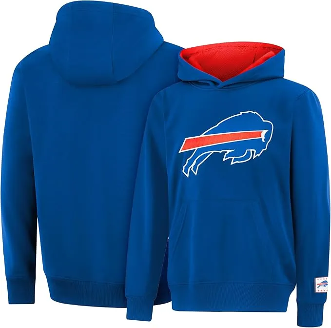 NFL Official Youth Super Soft Hoodie Sweatshirt Pullover - Warm Polyester Blend|Buffalo Bills