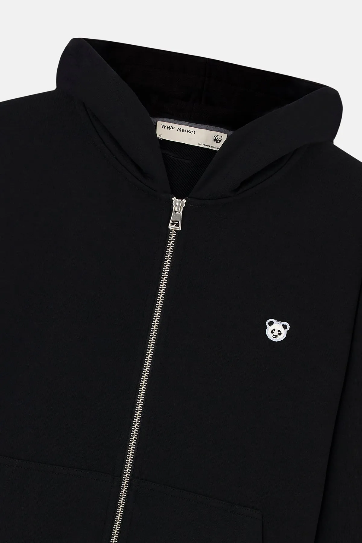 Panda Soft Fleece Full-Zip Hoodie - Siyah