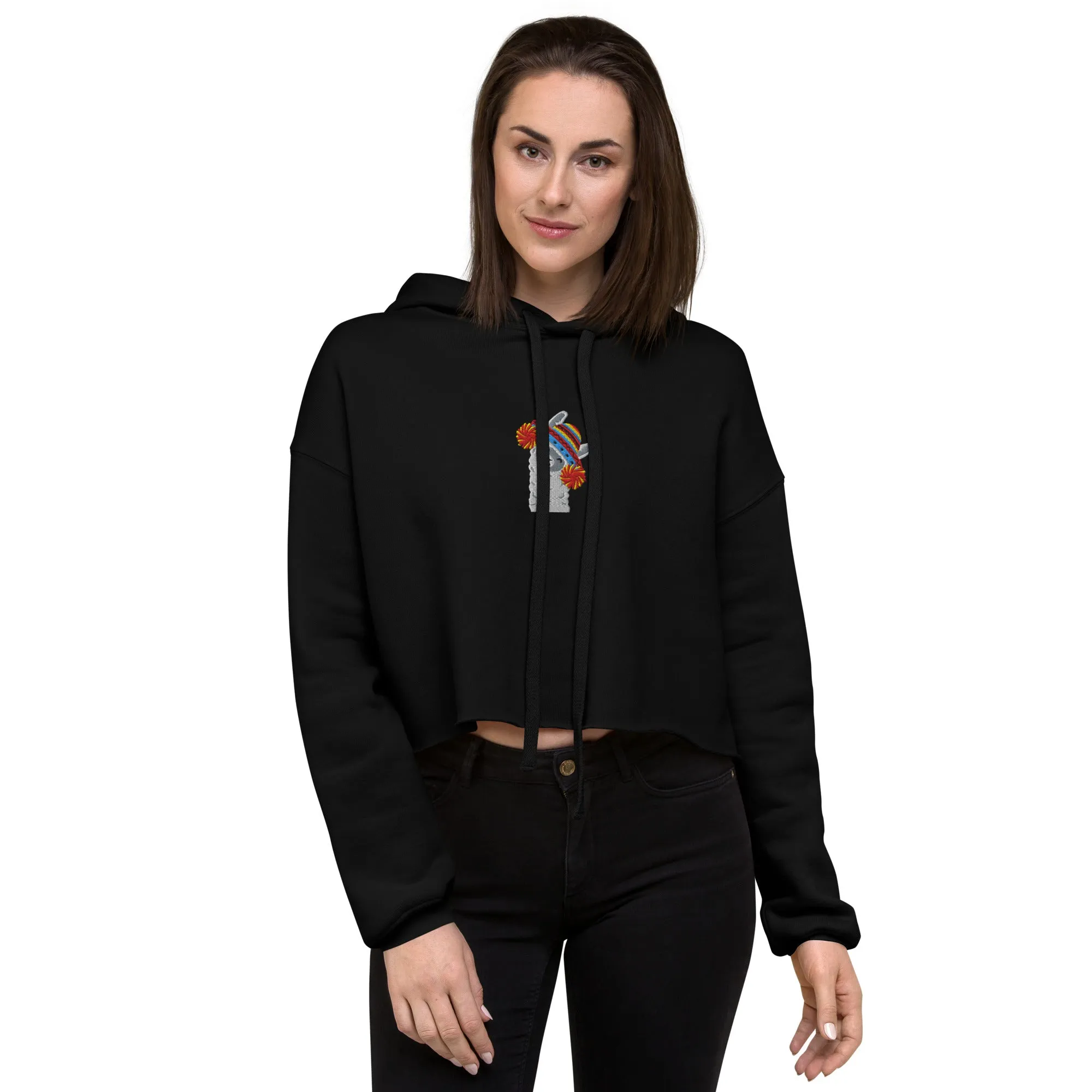 Peruvian Alpaca Embroidered Cropped Hoodie