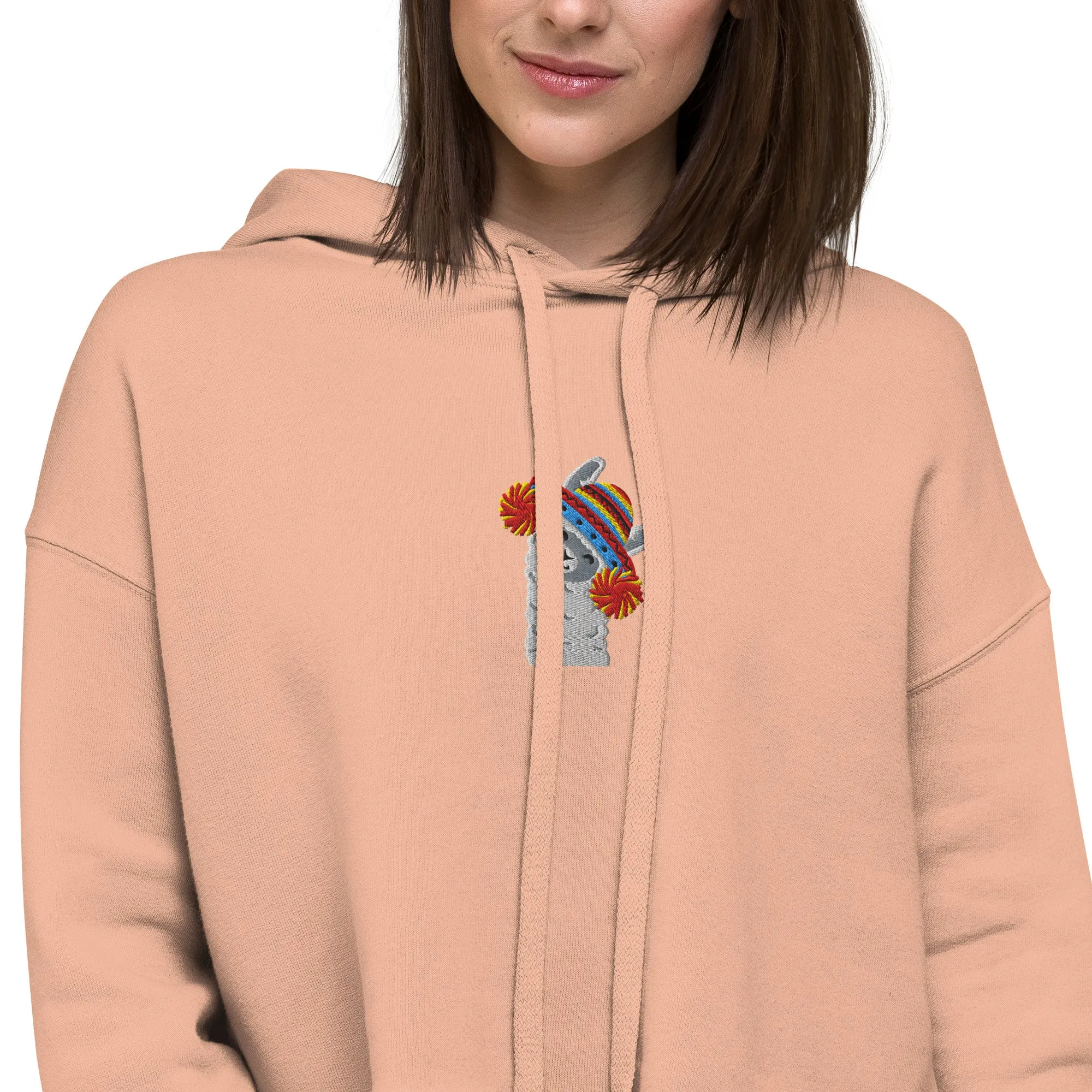 Peruvian Alpaca Embroidered Cropped Hoodie