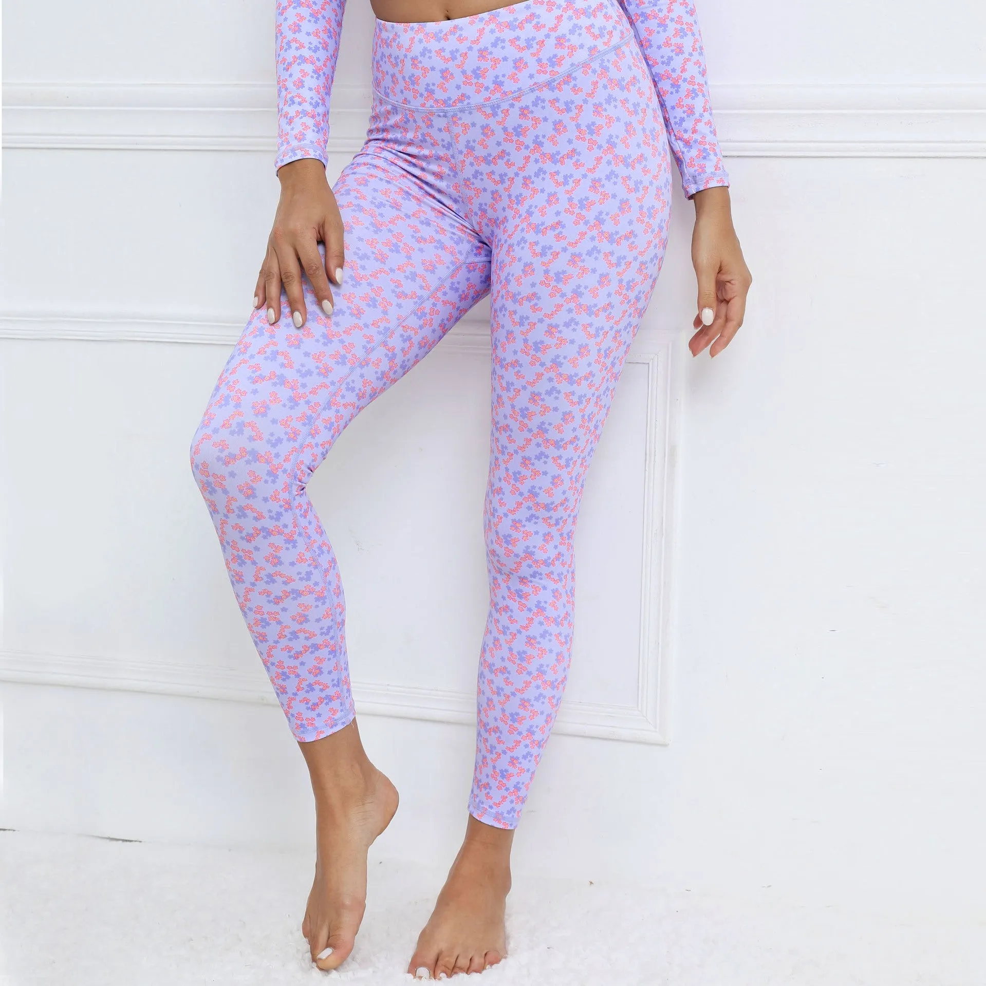 Pleated Floral Slimming Wholesale Leggings