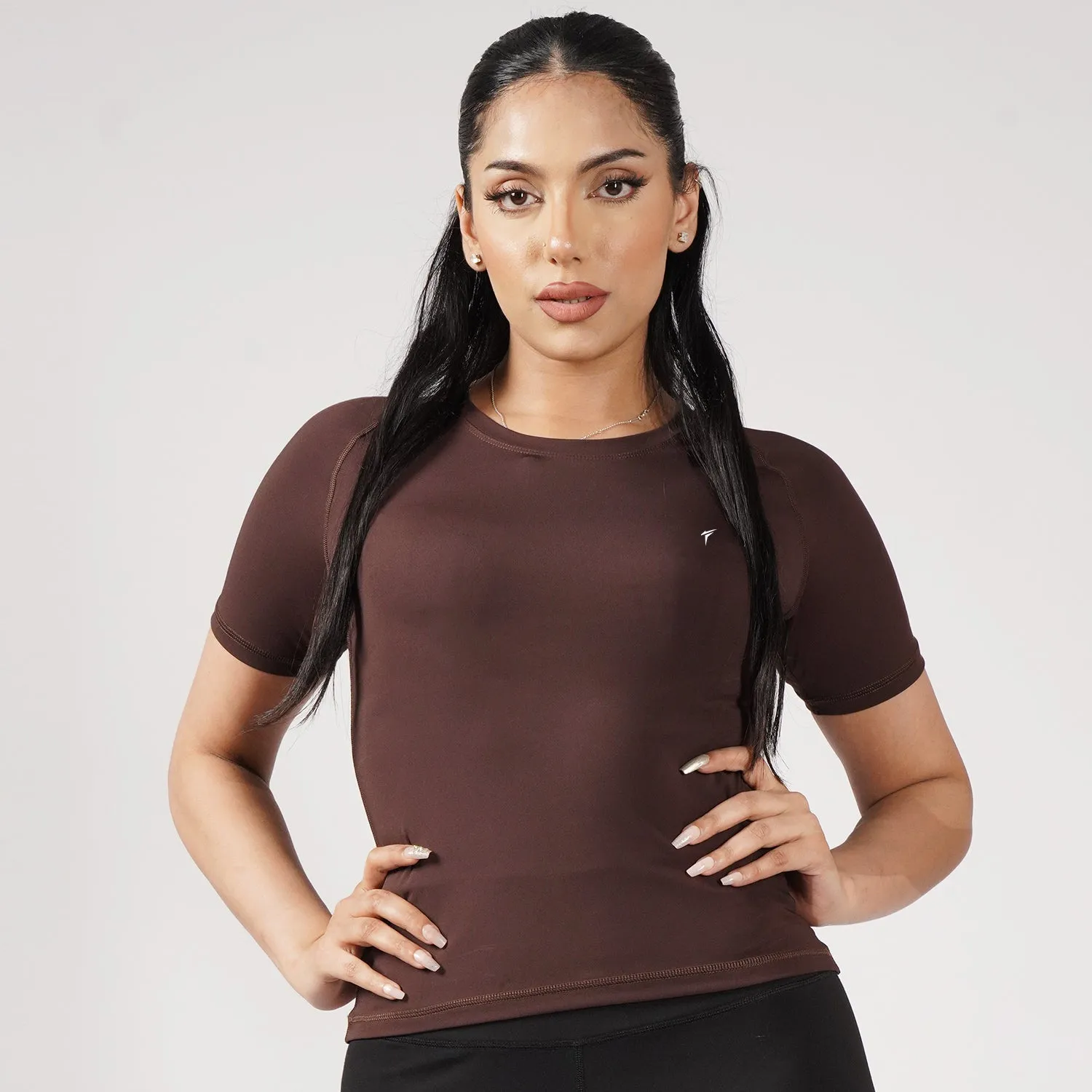 Premium Brown Women Half Sleeve Performance Tee