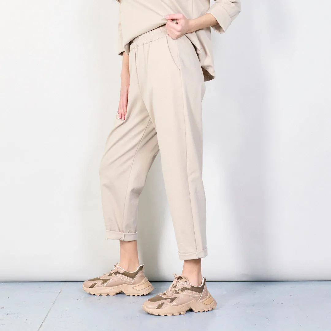 Relaxed fit elastic waist trousers wholesale