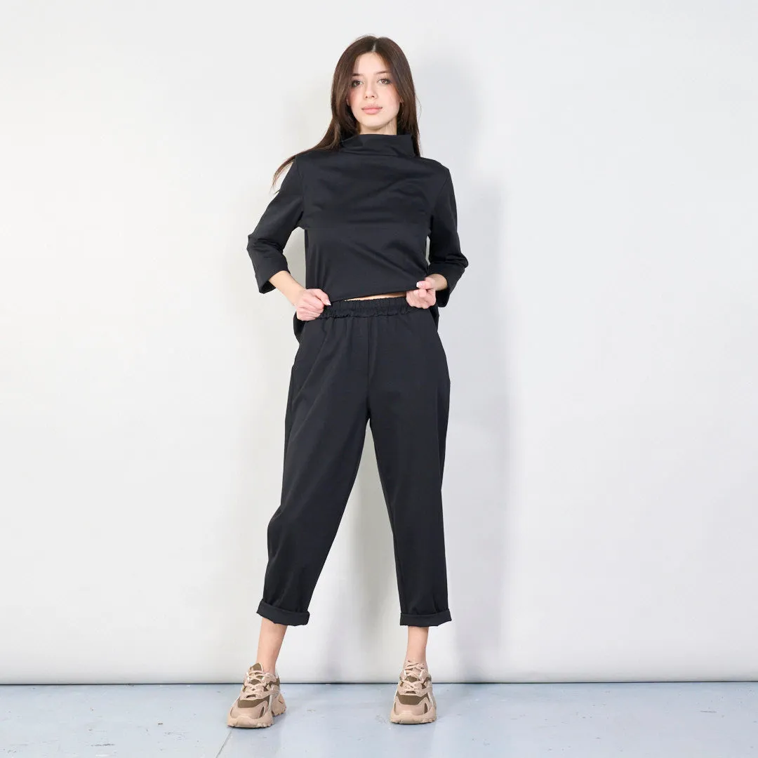 Relaxed fit elastic waist trousers wholesale