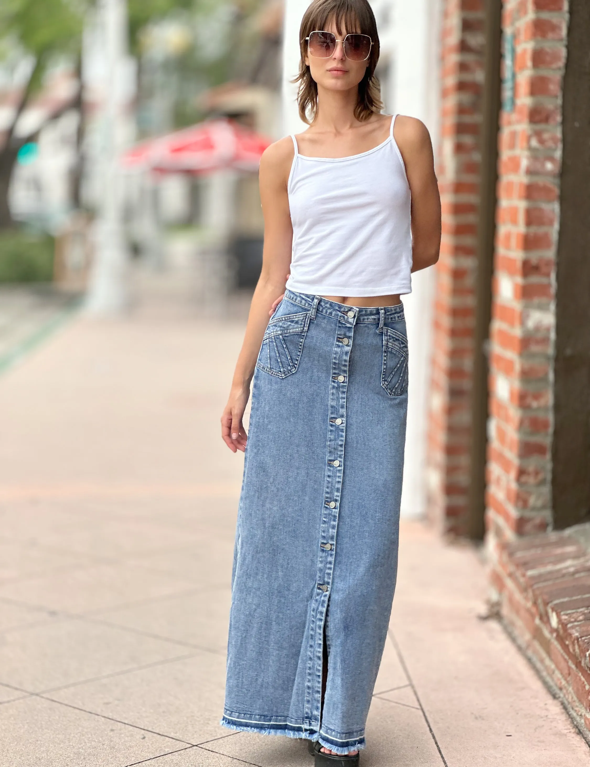 Royal Denim Maxi Skirt