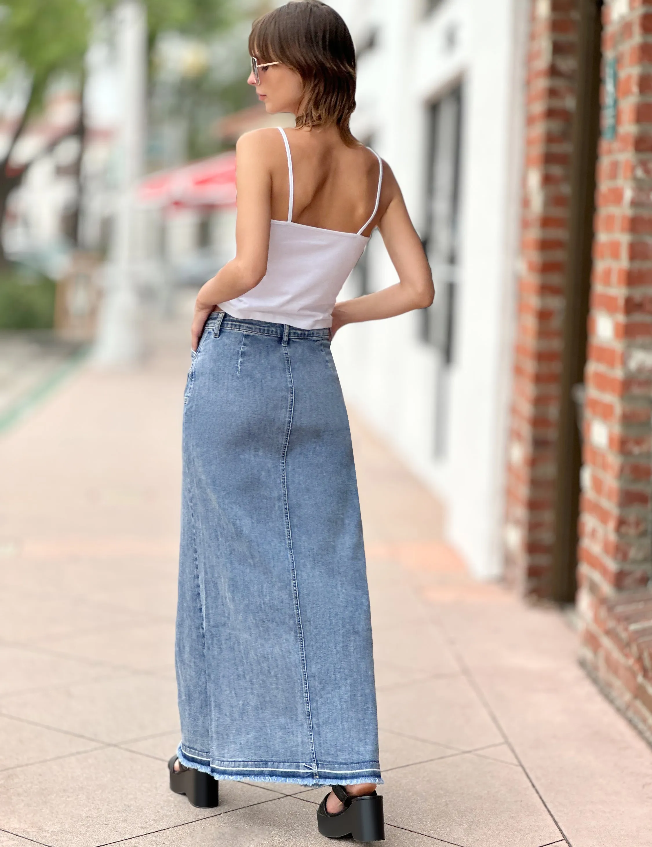 Royal Denim Maxi Skirt