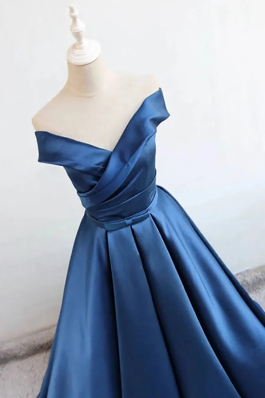 Satin A-line Off-the-Shoulder Evening Dresses,Elegant Long Prom Dresses,Graduation Dress