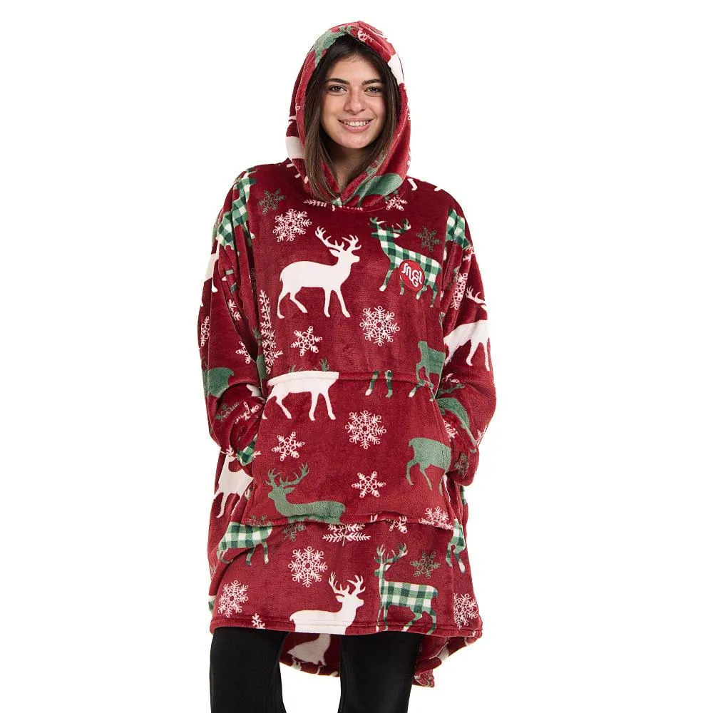 Snuggs Blanket Hoodie Red Deer Christmas