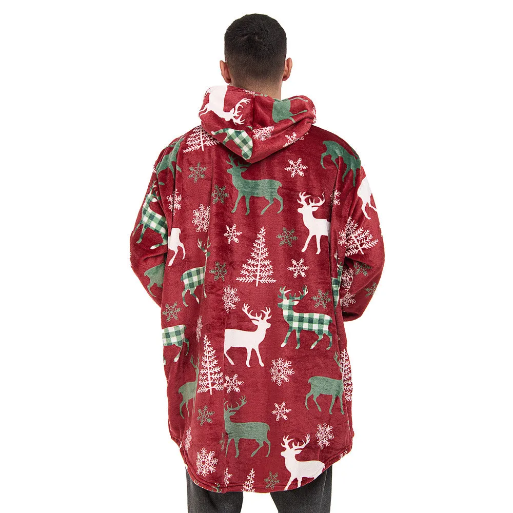 Snuggs Blanket Hoodie Red Deer Christmas