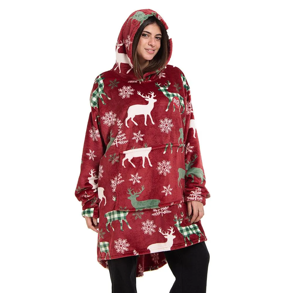 Snuggs Blanket Hoodie Red Deer Christmas