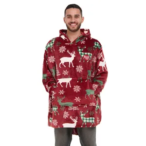 Snuggs Blanket Hoodie Red Deer Christmas