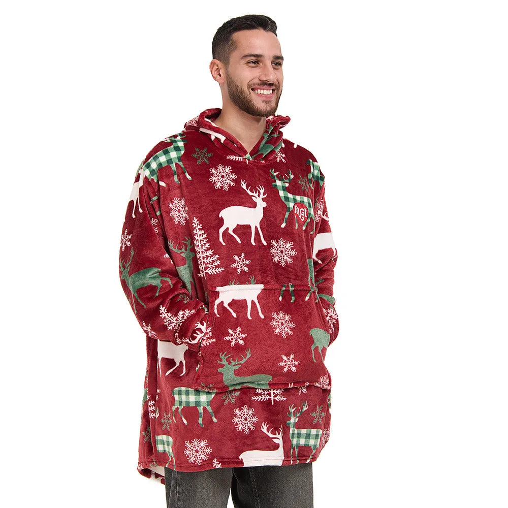 Snuggs Blanket Hoodie Red Deer Christmas