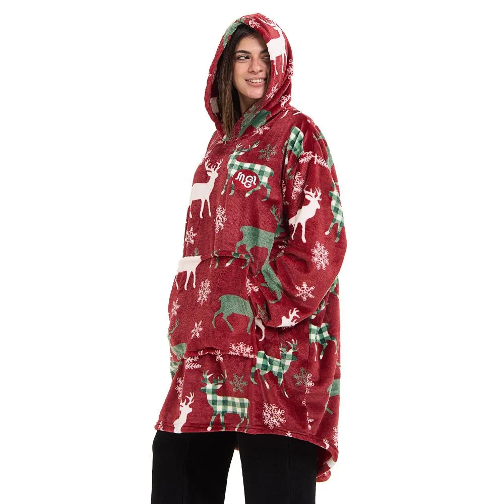 Snuggs Blanket Hoodie Red Deer Christmas