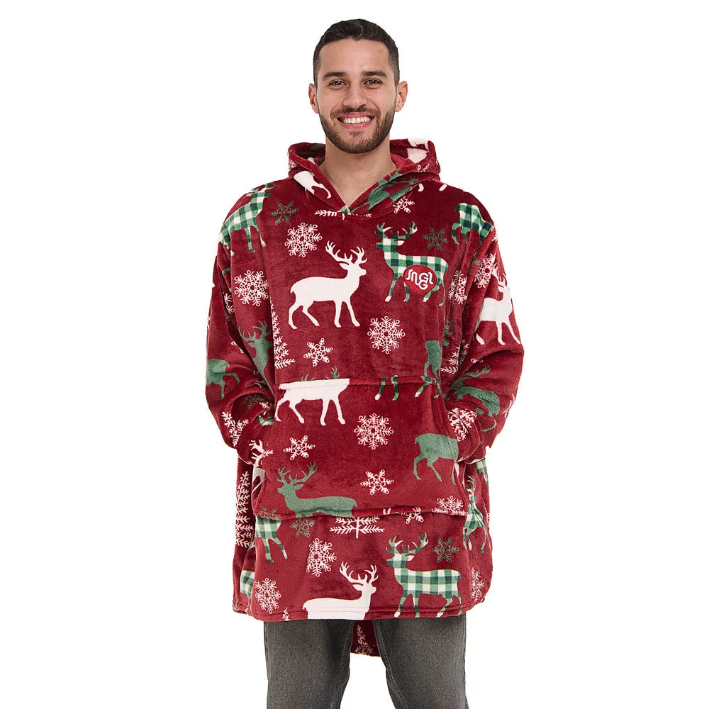 Snuggs Blanket Hoodie Red Deer Christmas