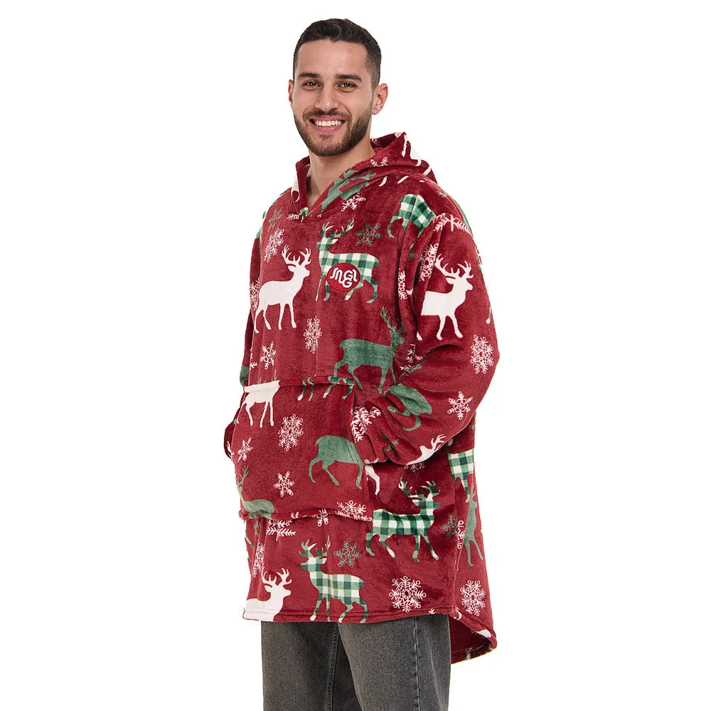 Snuggs Blanket Hoodie Red Deer Christmas