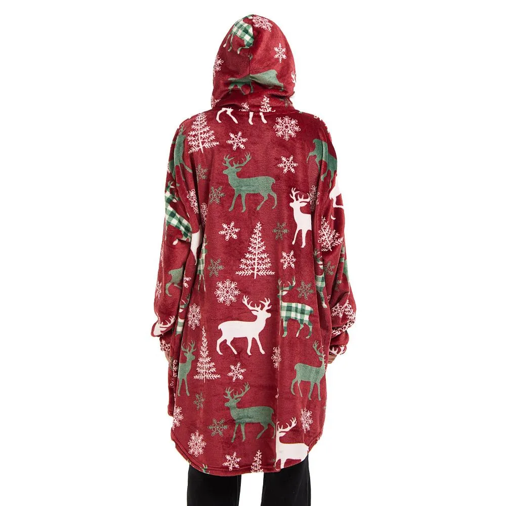 Snuggs Blanket Hoodie Red Deer Christmas