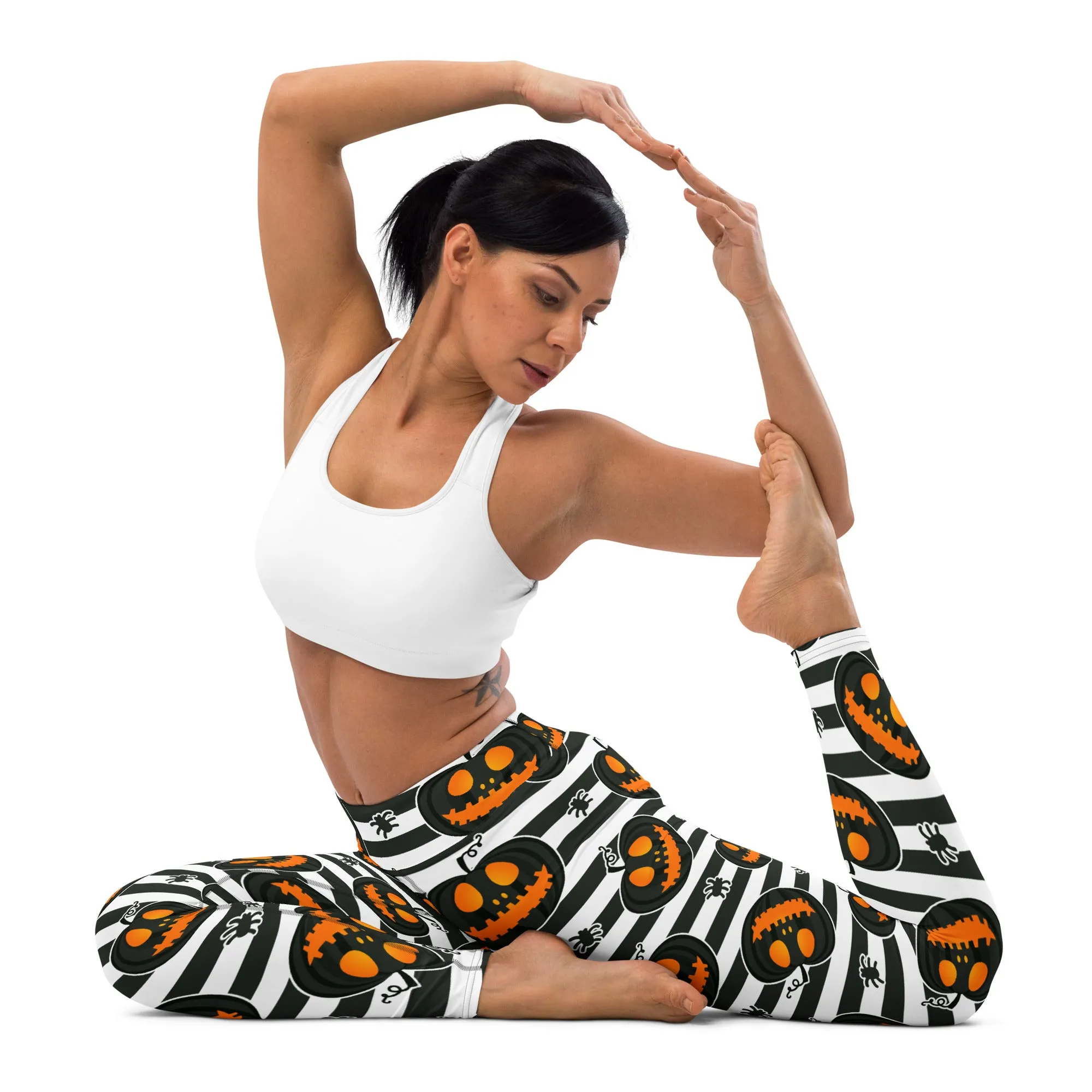 Striped Jack O'lanterns Yoga Leggings