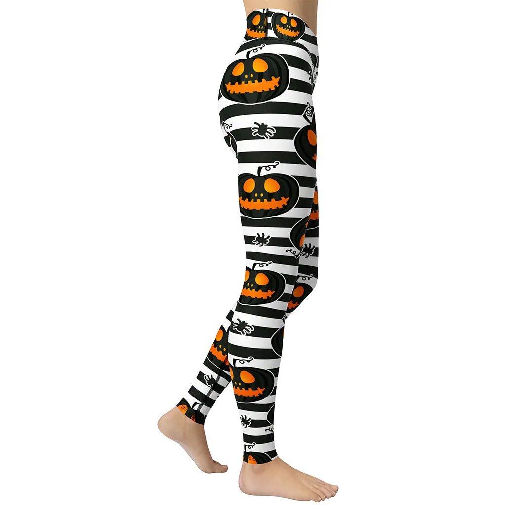 Striped Jack O'lanterns Yoga Leggings