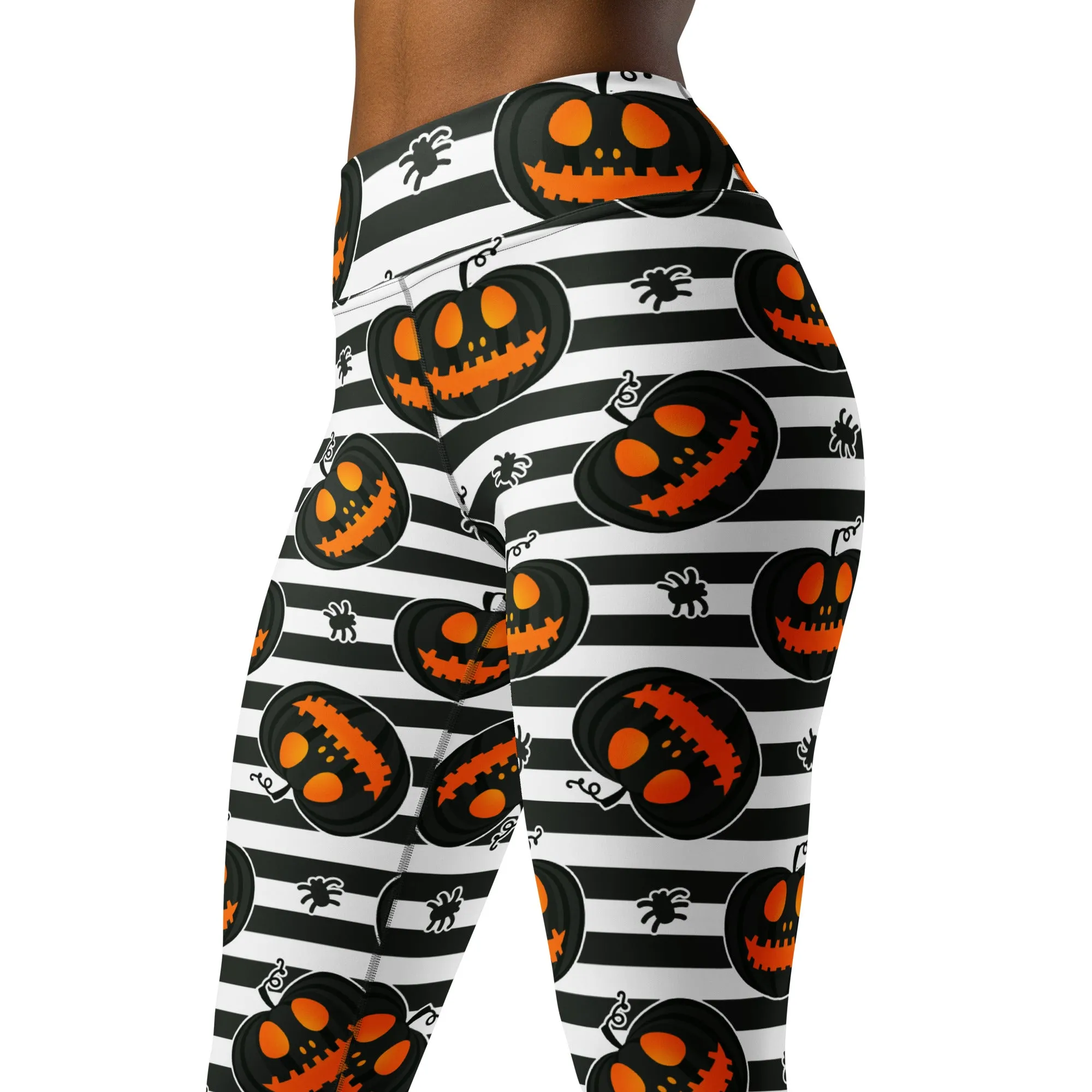 Striped Jack O'lanterns Yoga Leggings