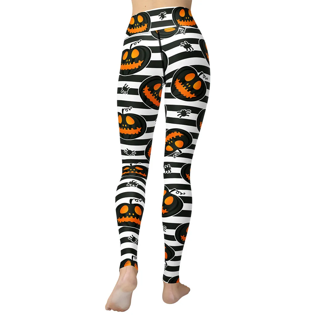 Striped Jack O'lanterns Yoga Leggings