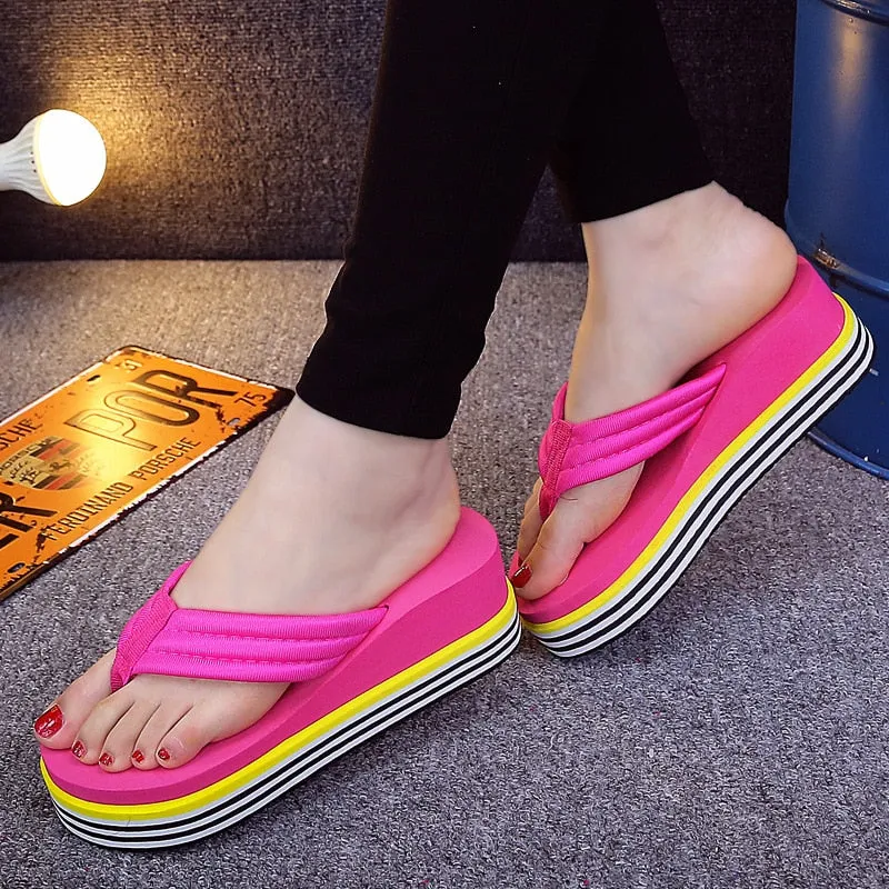 Summer Comfortable Thick Platform Wedge Flip Flops