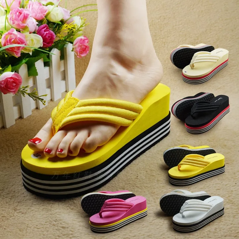 Summer Comfortable Thick Platform Wedge Flip Flops