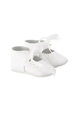 TAR White Leather Baby Mary Jane Crib Shoes