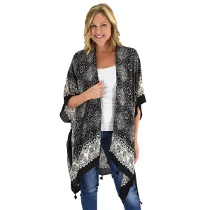 Taya Paisley Kimono Vest with Tassels