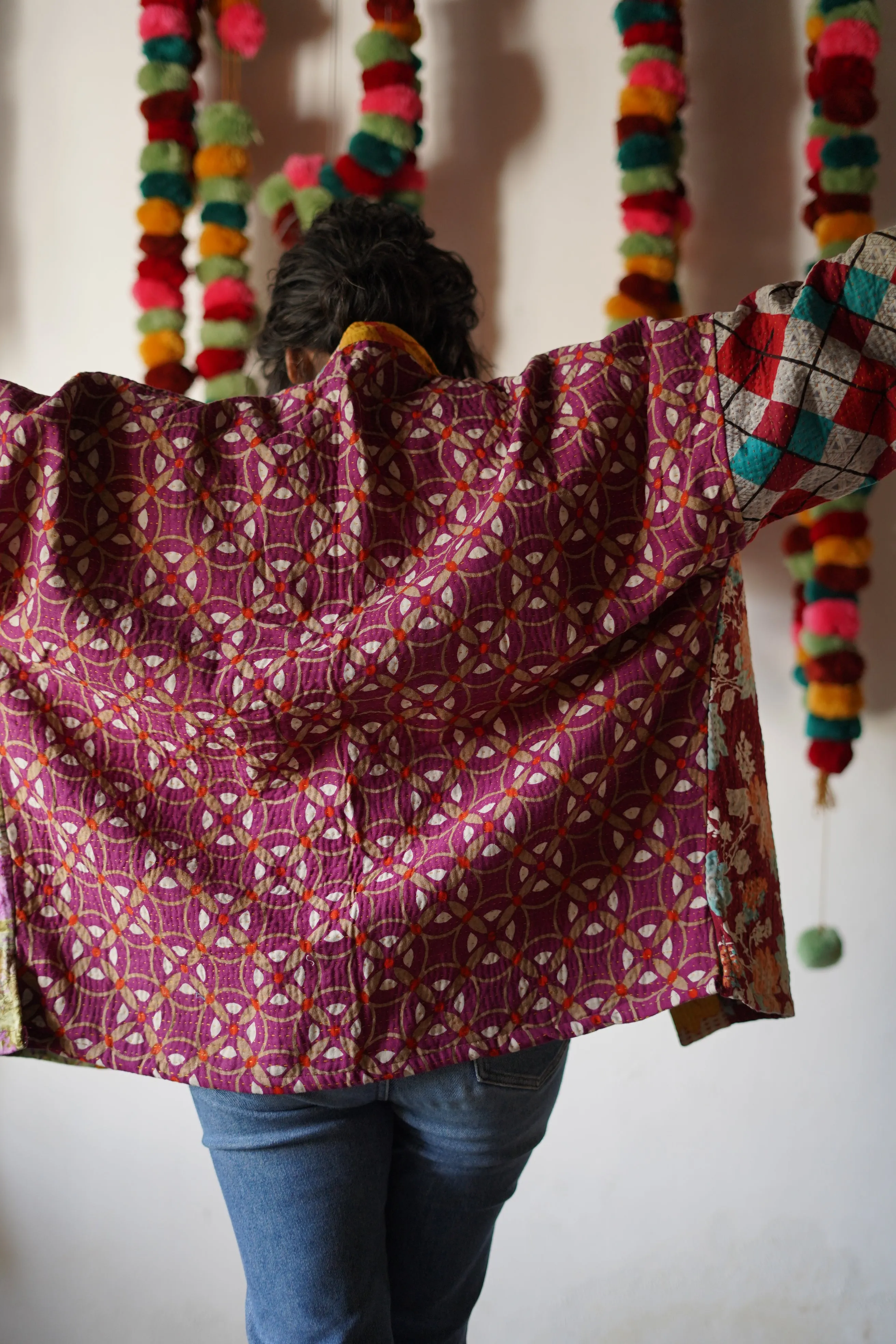 Vintage Kantha Patch Work Kimono Shrug