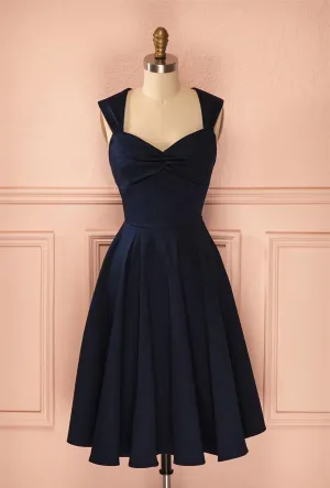 Vintage Simple Short Navy Blue Elegant Handmade Homecoing Homecoming Dresses