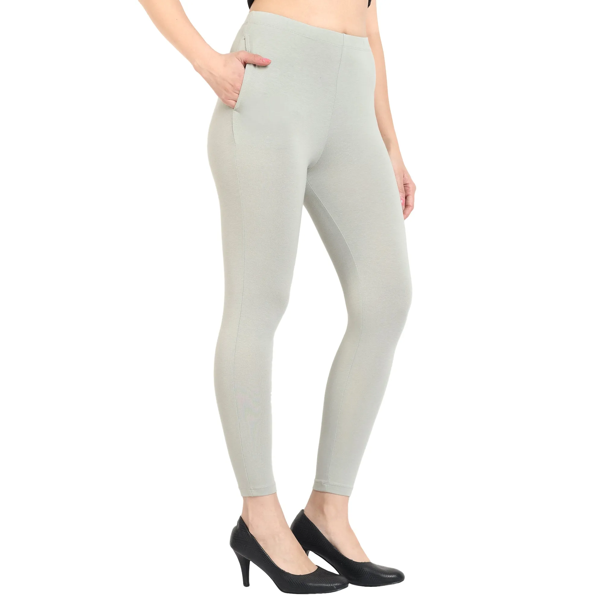 Women Fog Grey Ankle Length Legging