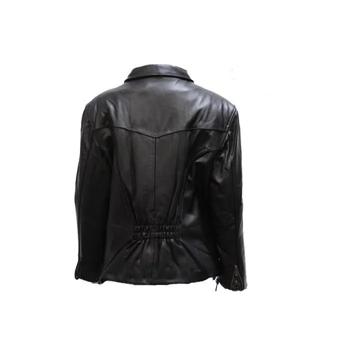 Women's Motorcycle Jacket With Braided Front & Back, LJ249-SS-DL