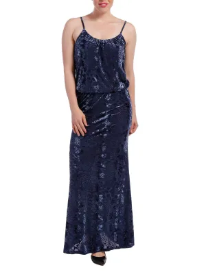 Women's Velvet Burnout Blouson Maxi Dress