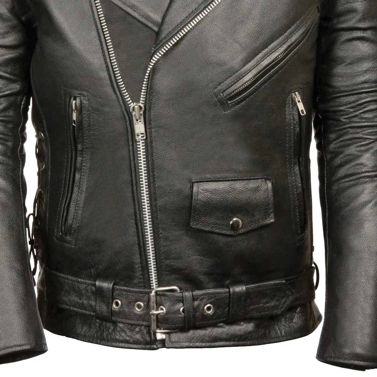 Z1R1011 Men's Black ‘9MM’ Classic Side Lace’ Motorcycle Jacket